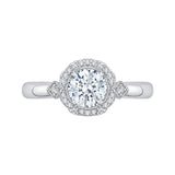 Round Diamond Cathedral Style Engagement Ring in 14K White Gold (Semi-Mount)