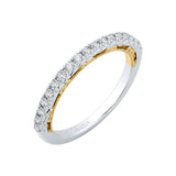 Round Diamond Half-Eternity Wedding Band in 14K Two Tone Gold