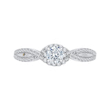 Split Shank Round Diamond Engagement Ring in 14K White Gold