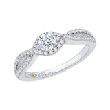 Split Shank Round Diamond Engagement Ring in 14K White Gold