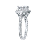 Diamond Halo Engagement Ring with in 18K White Gold (Semi-Mount)