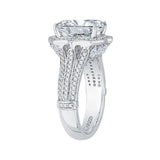 Emerald Cut Diamond Halo Engagement Ring in 18K White Gold (Semi-Mount)