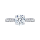 Round Diamond Floral Engagement Ring in 14K White Gold (Semi-Mount)