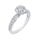 Round Diamond Floral Engagement Ring in 14K White Gold (Semi-Mount)