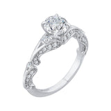 Split Shank Round Diamond Vintage Engagement Ring in 14K White Gold (Semi-Mount)