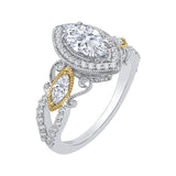 Marquise Cut Diamond Halo Engagement Ring in 14K Two Tone Gold (Semi-Mount)