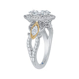 Marquise Cut Diamond Halo Engagement Ring in 14K Two Tone Gold (Semi-Mount)
