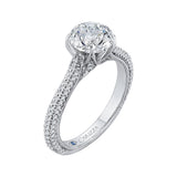Round Diamond Cathedral Style Engagement Ring in 14K White Gold (Semi-Mount)