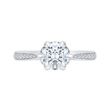 Round Diamond Floral Engagement Ring in 14K White Gold (Semi-Mount)