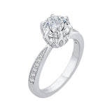 Round Diamond Floral Engagement Ring in 14K White Gold (Semi-Mount)