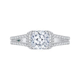 Split Shank Cushion Cut Diamond Engagement Ring in 14K White Gold (Semi-Mount)