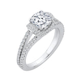 Split Shank Cushion Cut Diamond Engagement Ring in 14K White Gold (Semi-Mount)