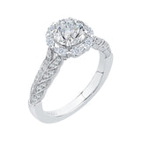 Round Diamond Floral Halo Engagement Ring in 14K White Gold (Semi-Mount)