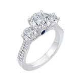 Diamond Three-Stone Cathedral Style Engagement Ring in 14K White Gold (Semi-Mount)