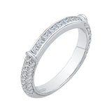 Round and Princess Cut Diamond Wedding Band in 14K White Gold