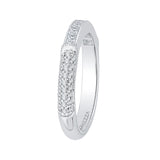 Round and Princess Cut Diamond Wedding Band in 14K White Gold