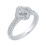 Round Diamond Knotted Engagement Ring in 14K White Gold