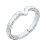 Round Diamond V Shape Wedding Band in 14K White Gold