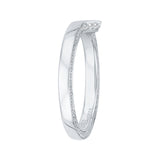 Round Diamond V Shape Wedding Band in 14K White Gold