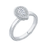 Pear Cut Diamond Double Halo Engagement Ring in 14K White Gold