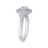 Cushion Cut Diamond Double Halo Vintage Engagement Ring in 14K White Gold