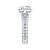 Split Shank Diamond Split Shank Halo Engagement Ring in 18K White Gold (Semi-Mount)