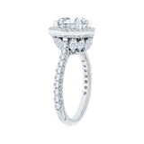 Diamond Octagon Shape Halo Engagement Ring in 18K White Gold (Semi-Mount)