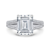 Split Shank Emerald Cut Diamond Bridal Engagement Ring in 18K White Gold (Semi-Mount)