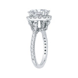 Cushion Cut Diamond Halo Engagement Ring in 18K White Gold (Semi-Mount)