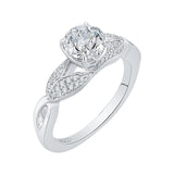 Split Shank Round Diamond Floral Engagement Ring in 14K White Gold (Semi-Mount)