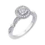 Round Diamond Halo Vintage Engagement Ring in 14K White Gold