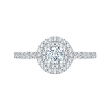 Round Diamond Double Halo Engagement Ring in 14K White Gold
