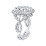 Cushion Cut Diamond Double Halo Engagement Ring in 18K White Gold (Semi-Mount)