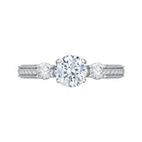 Round Diamond Three-Stone Engagement Ring in 14K White Gold (Semi-Mount)