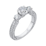 Round Diamond Three-Stone Engagement Ring in 14K White Gold (Semi-Mount)
