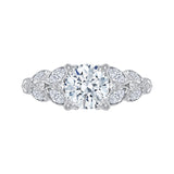 Round Diamond Floral Engagement Ring in 14K White Gold (Semi-Mount)
