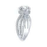 Split Shank Round Diamond Engagement Ring in 18K White Gold (Semi-Mount)