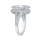 Split Shank Pear Cut Diamond Halo Engagement Ring in 18K White Gold (Semi-Mount)