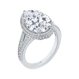 Split Shank Pear Cut Diamond Halo Engagement Ring in 18K White Gold (Semi-Mount)