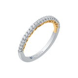 Round Diamond Half-Eternity Wedding Band in 14K Two Tone Gold