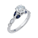 Round Diamond Engagement Ring with Sapphire in 14K White Gold (Semi-Mount)