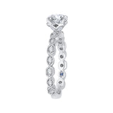 Round Diamond Floral Engagement Ring in 14K White Gold (Semi-Mount)