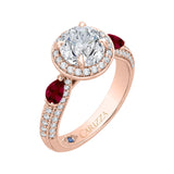 Round Diamond and Ruby Engagement Ring in 14K Rose Gold (Semi-Mount)