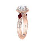 Round Diamond and Ruby Engagement Ring in 14K Rose Gold (Semi-Mount)