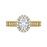 Oval Cut Diamond Halo Engagement Ring in 14K Yellow Gold (Semi-Mount)