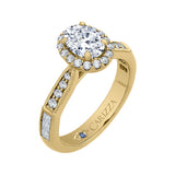 Oval Cut Diamond Halo Engagement Ring in 14K Yellow Gold (Semi-Mount)