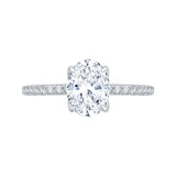 Oval Cut Diamond Floral Engagement Ring in 14K White Gold (Semi-Mount)