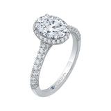 Oval Cut Diamond Halo Engagement Ring in 14K White Gold (Semi-Mount)