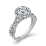 Split Shank Round Diamond Halo Engagement Ring in 14K White Gold (Semi-Mount)