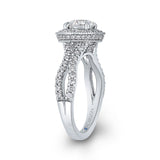 Split Shank Round Diamond Halo Engagement Ring in 14K White Gold (Semi-Mount)